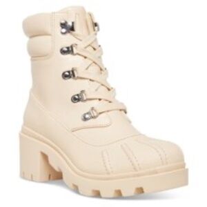 Women’s Stylish Cream Lace-Up Combat Boots